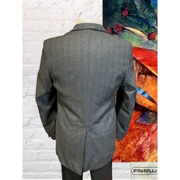 Fratelli Uomo 42L Flannel Gray Cobalt Pinstripe Blazer Sport Coat Suit Jacket - Picture 6 of 14